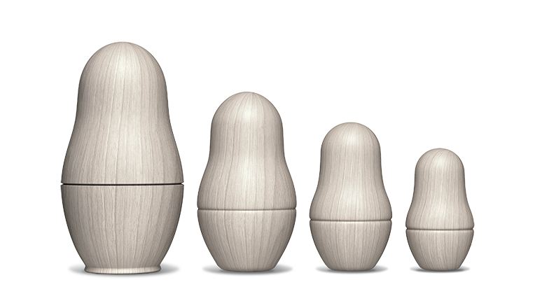 A set of four nesting dolls